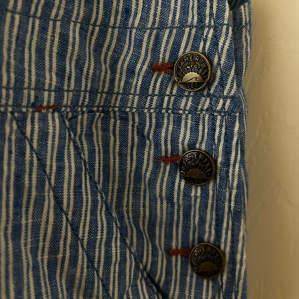 NWT Faherty Linen Mechanic Overall In Railroad Stripe - Medium - Picture 7 of 7